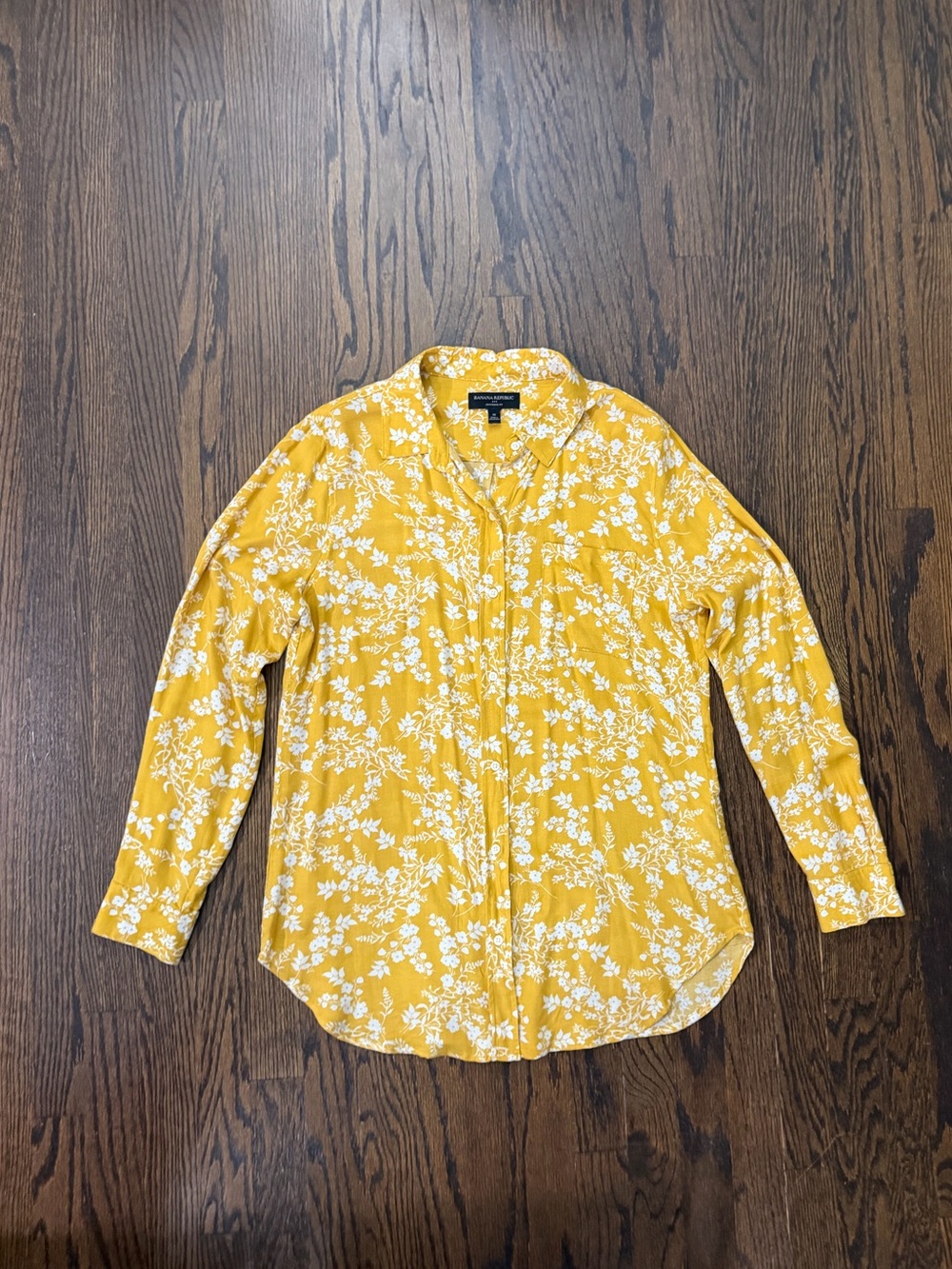 Banana Republic Yellow Floral Button-Down Shirt